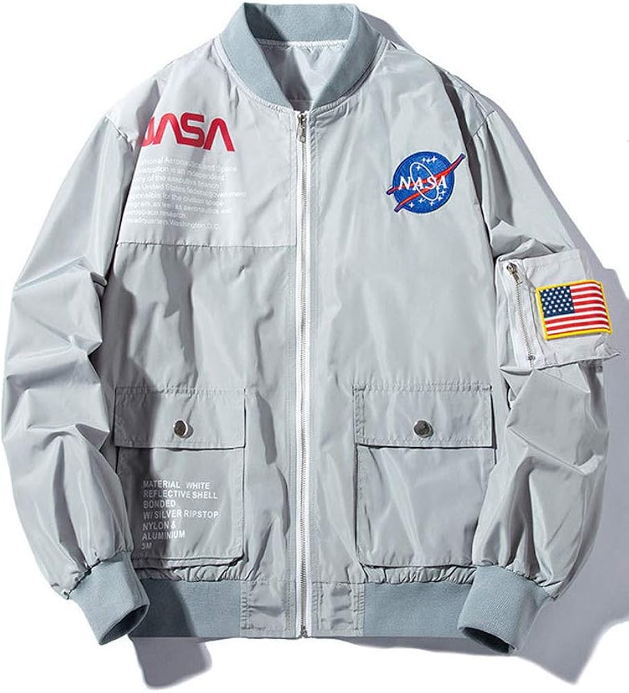 Wildswan Mens MA-1 Jacket NASA Moto Biker Jacket Casual for Autumn